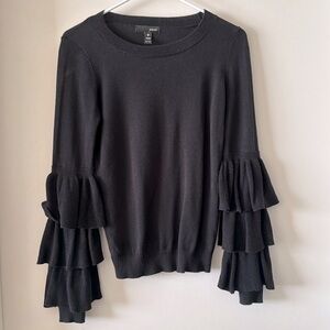 AQUA fine knit sweater • solid black• Women’s size XS